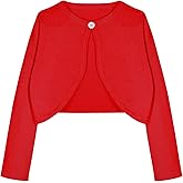 Arshiner Girls Open Front Shrug Cardigan Kids Children Knit Long Sleeve Bolero with Button Closure