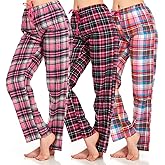 DARESAY 3 Pack: Womens Flannel Pajama Pants - Women's Pajama Bottoms, Soft Comfy PJ Pants Women