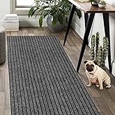Weidear Hallway Runner Rug with Rubber Backing, Laundry Room Rug Non Slip, Washable Outdoor Indoor Rug Carpet Runner, Customized Area Rugs Mat for Entryway, Balcony, Deck-2FT x 6FT, Gray Stripe