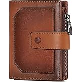 GAEKEAO Genuine Leather Wallets for Men with Zipper, RFID Blocking Mens Wallet with Coin Pouch, Bifold Wallet with 2 ID Windows in Gift Box, Billeteras de Hombres