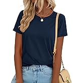 YUCOLEN T Shirts for Women Short Sleeve Crewneck Cotton Tops Summer UPF 50+ Casual Breathable Basic Tee Tshirt