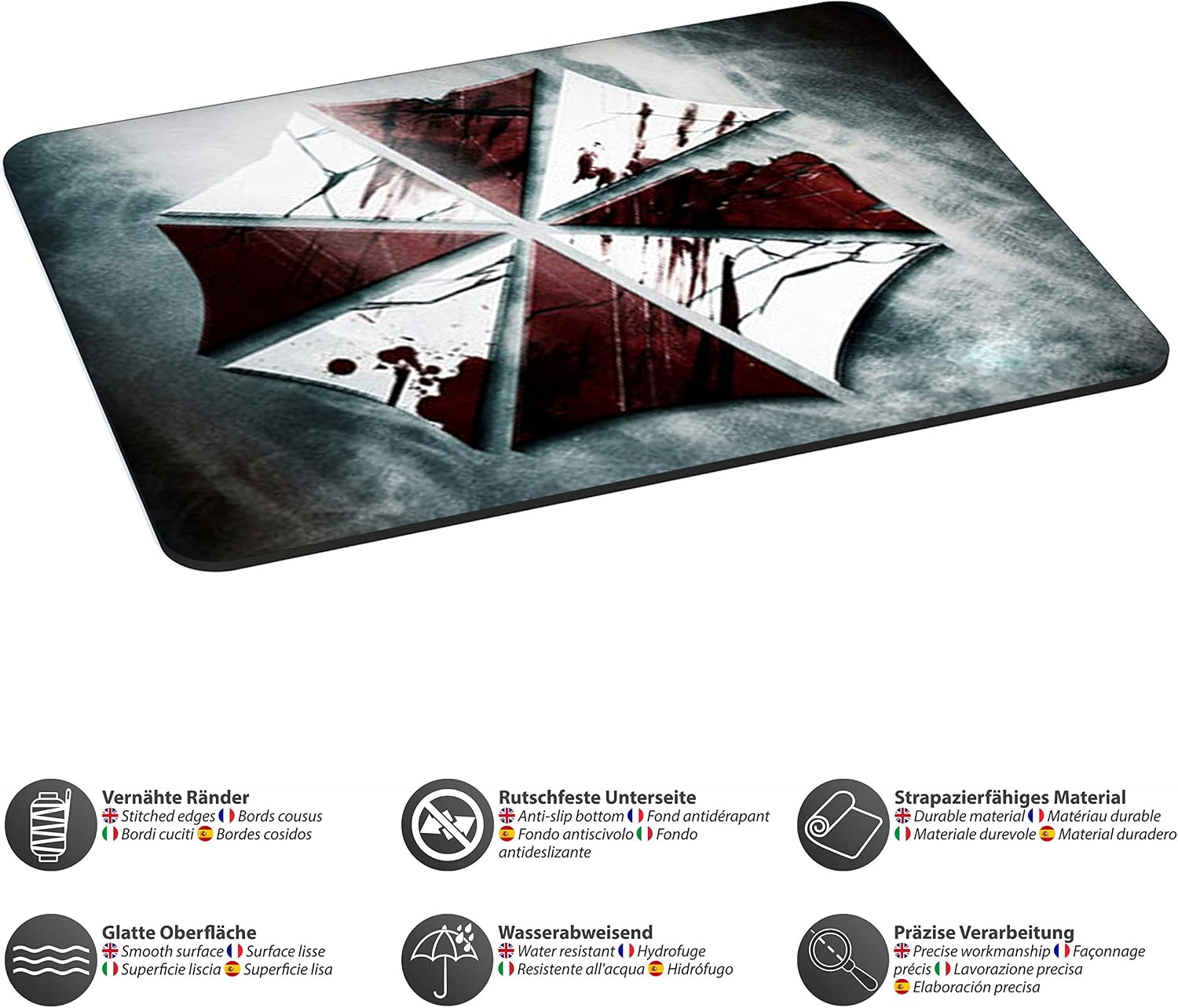 Pedea Gaming and Office Mouse Pad - 350 x 280 mm - with Stitched Edges and Non-Slip Bottom, Umbrella, 35 x 26 cm - Image 4