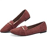 Obtaom Women's Pointy Toe Loafer Flat Comfortable Faux Suede Work Shoes,Cute Penny Loafer Slip On Ballet Flat