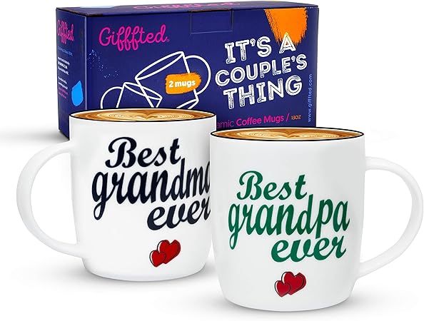 Idee Regalo Per Nonni Natale.Gifffted Tazze Coppia Da Caffe Per Nonni Classic Regali Per Le Coppie Colazione Idee Regalo San Valentino Per Nonna E Nonno Anniversario E Natale 380 Ml Tazza Amazon It Casa E Cucina