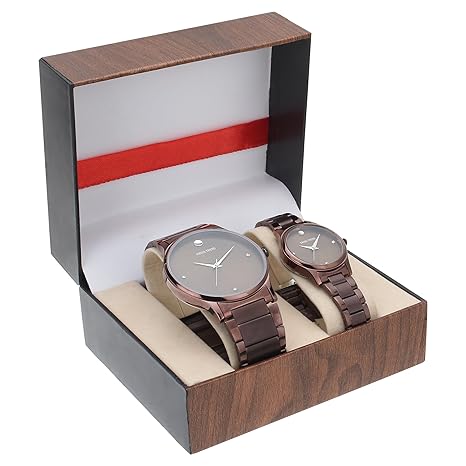 Brown Dial Mens and Womens Couple Watch