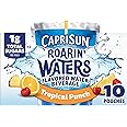 Capri Sun Roarin' Waters Tropical Punch Flavored with other natural flavor Water Beverage, 10 ct Box, 6 fl oz Drink Pouches
