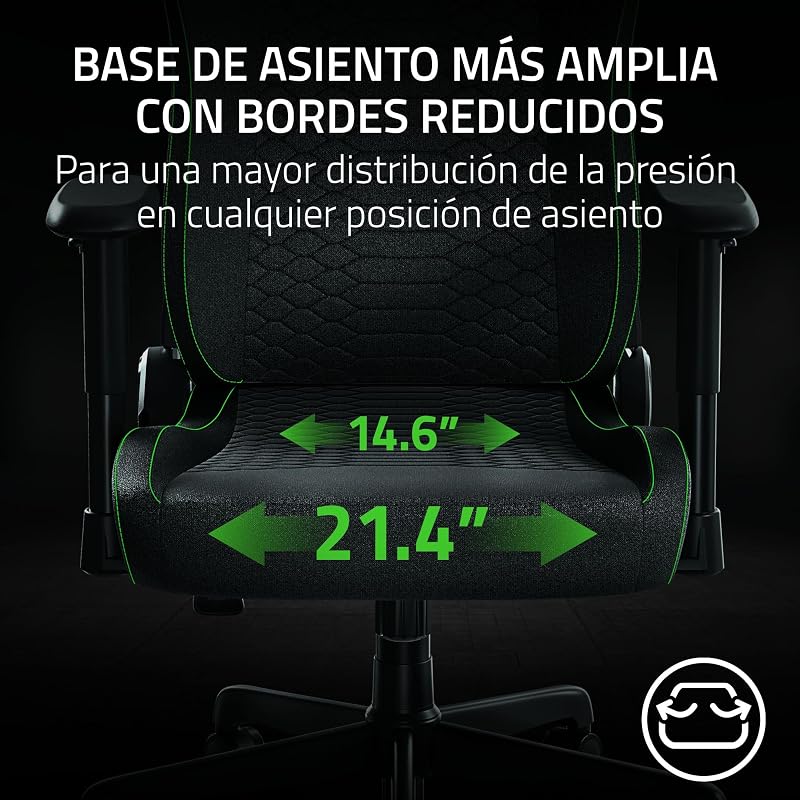 Iskur V2 X - Silla de Juego Esencial con Soporte Lumbar Integrado (Almohadillas moldeadas de Espuma de Alta Densidad, reposabrazos 2-D, Tela con Acabado Suave) Negro
