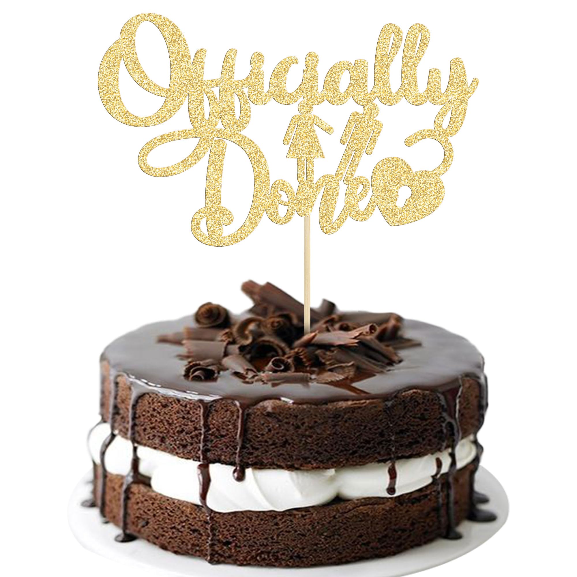 Photo 1 of Gyufise Gold Glitter Divorce Cake Topper - Finally Done, Boy Bye, I'm Done - Single Cake Decoration for Divorce Party, Freedom Theme Supplies (1 Pack)