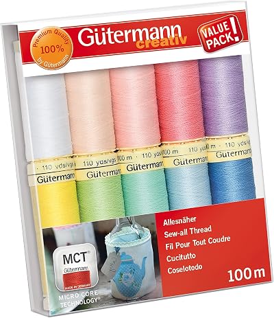 Gütermann creativ Sew-all Thread Set 10 Spools 100 m Pastel Colors