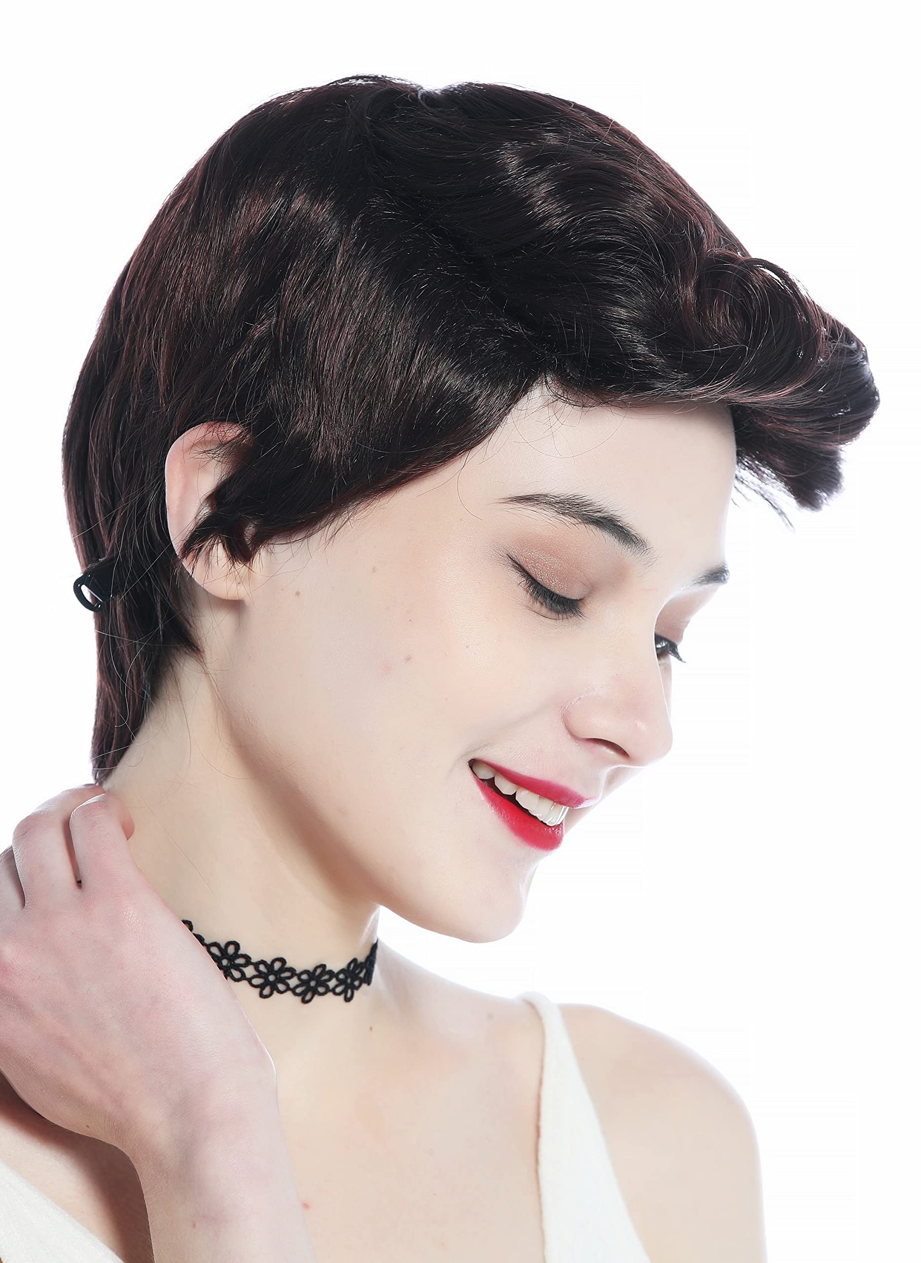 WIG ME UP - DW3333-2T33 Wig Men Women unisex short straight curled quiff mahogany brown mix
