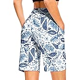 Blouty Women's 9" Bermuda Long Shorts with Pockets High Waisted Knee Length Shorts for Women Workout Athletic Casual