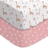 FILLEEP Baby Crib Sheets for Boys Girls Neutral, 2 Pack Crib Mattress Sheet for Standard Crib and Toddler Mattress, Super Soft Breathable Fitted Crib Sheet, 52" x 28"