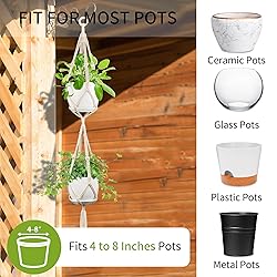 IDEEEPAN 2 Pack Macrame Plant Hanger, 49 Inch, Fits