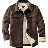 Puhope Men's Polar Fleece Warm Sherpa Lined Shirt Jacket for Men Thick Button Down Jacket with Multi Pockets