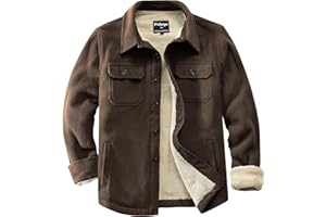 Puhope Men's Polar Fleece Warm Sherpa Lined Shirt Jacket for Men Thick Button Down Jacket with Multi Pockets