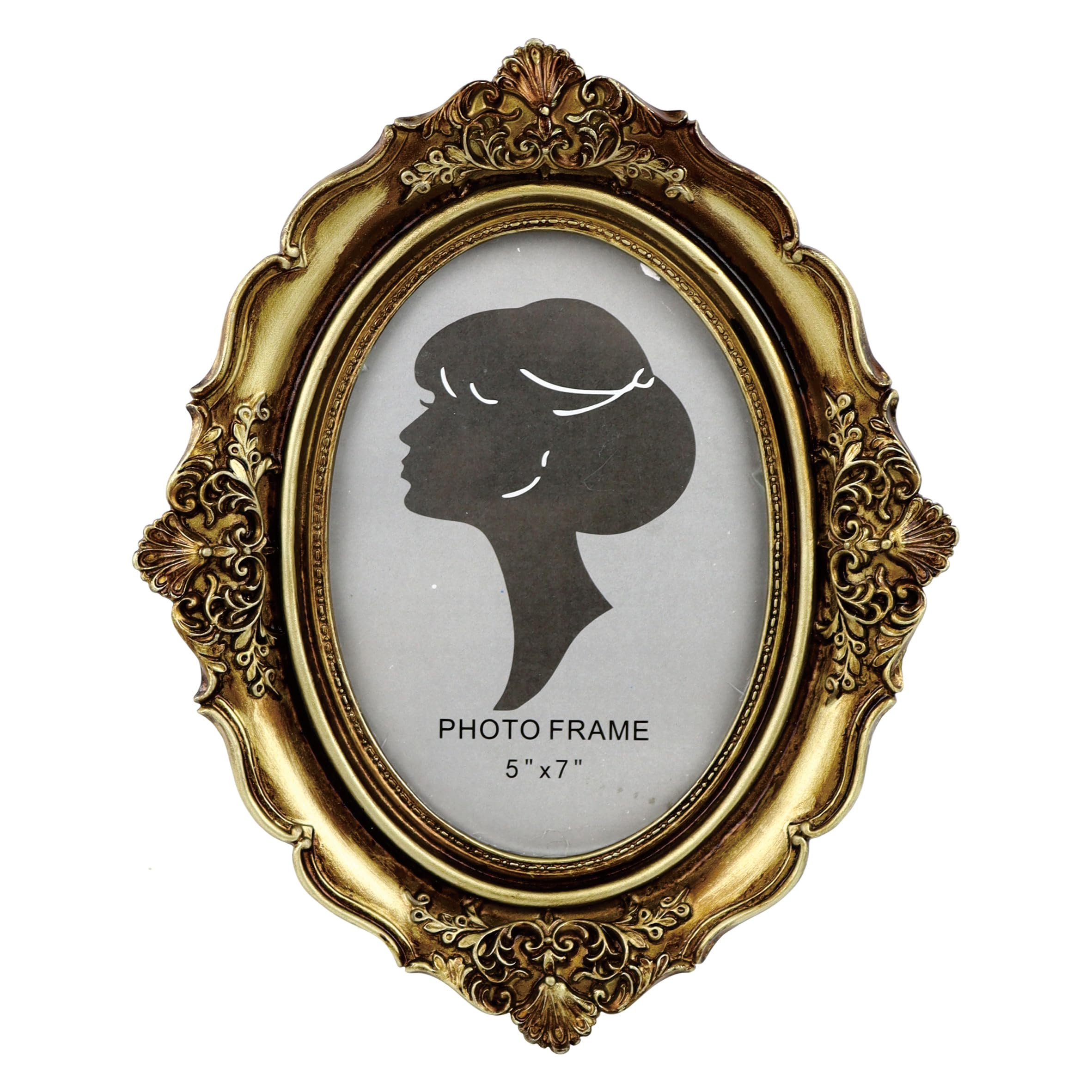 Vintage Oval 5x7 Picture Frame, Carving Flowers 5 by 7 Wooden Picture Frames, Real Glass Photo Frame 5x7 for Tablelotop Display or Wall Hanging (Oval Vintage Bronze)