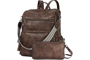 BOSTANTEN Womens Backpack Purse Leather Travel Backpack Fashion Designer Ladies Shoulder Bags with Wristlet