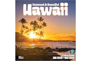 RED EMBER Untamed & Beautiful Hawaii 2026 Wall Calendar 12 Month | 12" x 24" Open | Thick & Sturdy Paper | Holiday Gift | Tropical Island Travel Calendar 2026