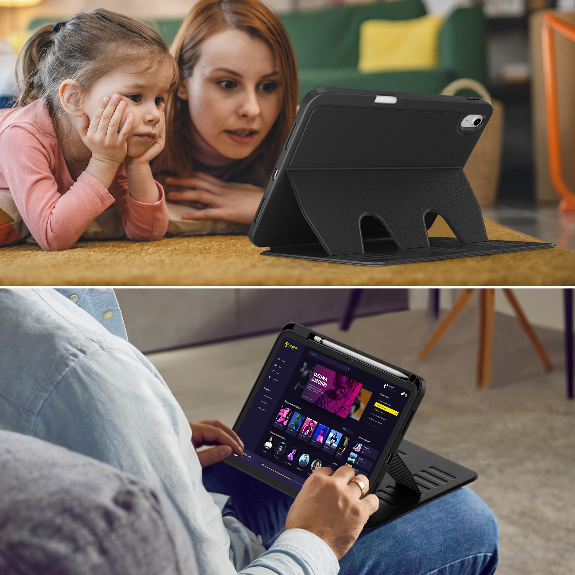VIKESI Case for iPad (A16) 11-inch 2025 and iPad 10th/11th Generation 10.9 Inch 2022,Multiple Angles Magnetic Stand Cover,Shockproof Back,Pencil Holder,and Auto Sleep/Wake,Black