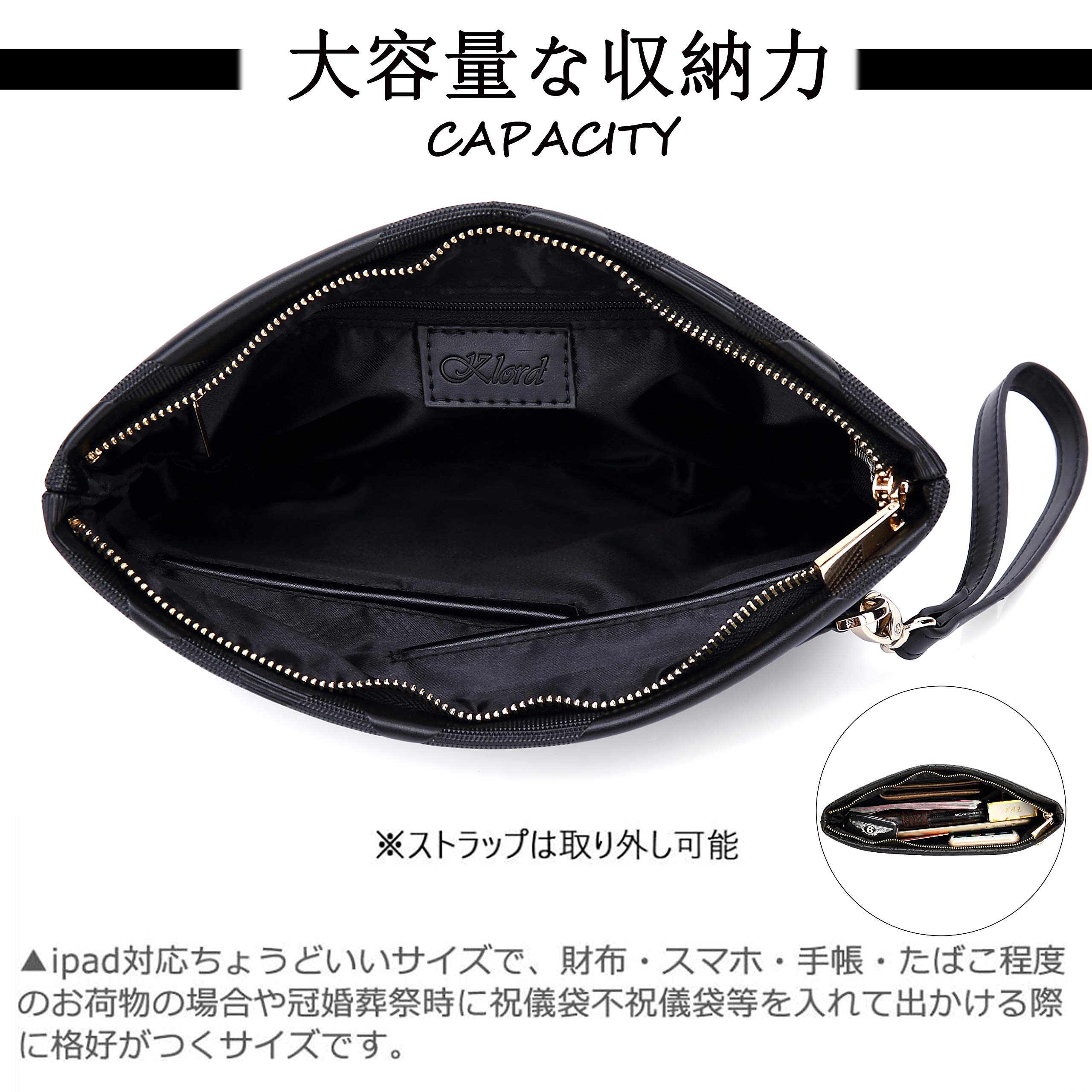 FSD.WG Clutch Bag for Men, Leather Second Bag, Handbag, Small, Gentlemen’s, Bag with Detachable Belt, Party, Mens Bag, Large Size, black l,