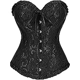 WHIPPY Women's Bustier Corset Tops for Women Lace Up Boned Overbust Bustier Shapewear Lingerie Top Waist Training Corset