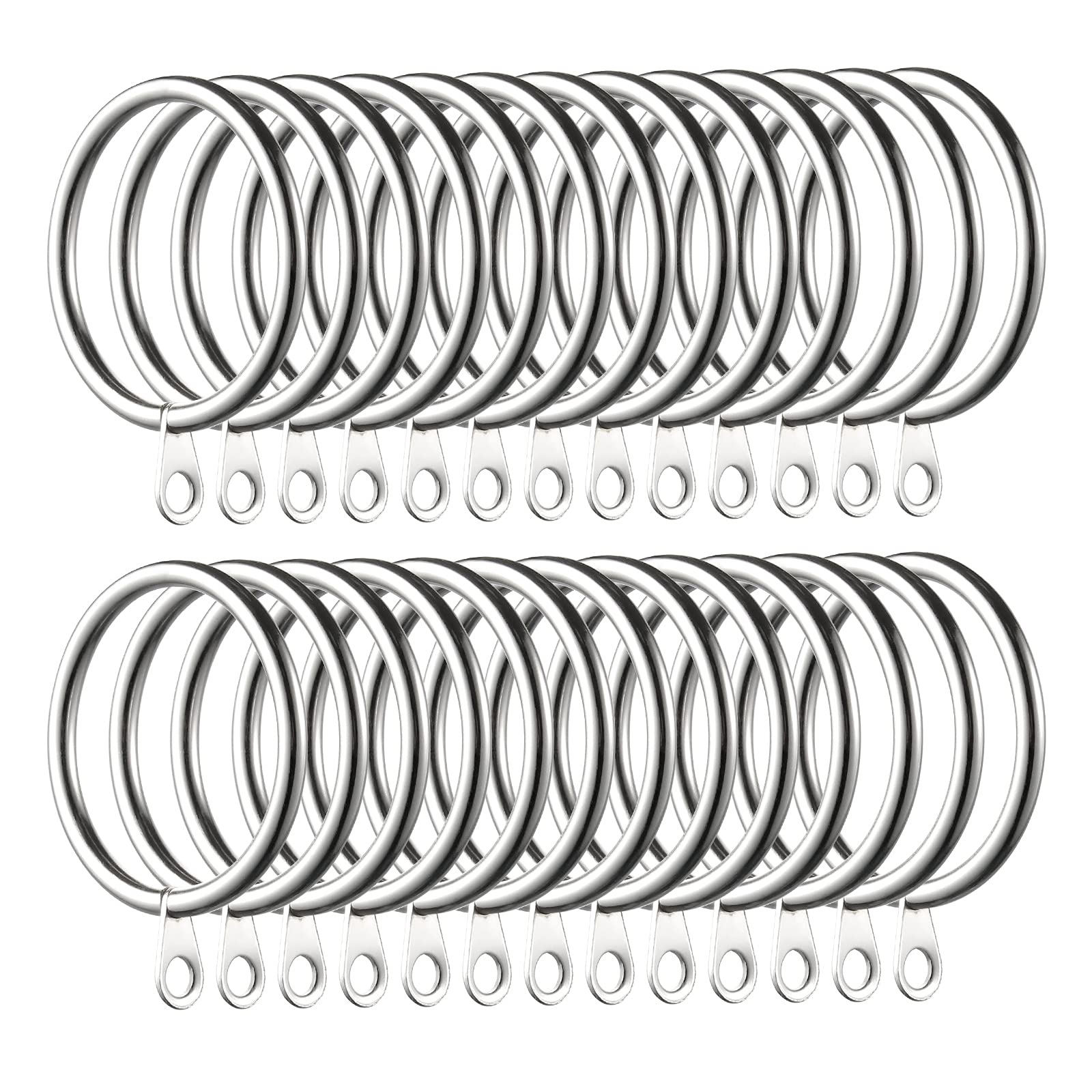 Fippy 60 Packs Curtain Rings and Hooks Metal Curtain Rings Hanging Rings 38 mm Internal Diameter for Curtains and Rods