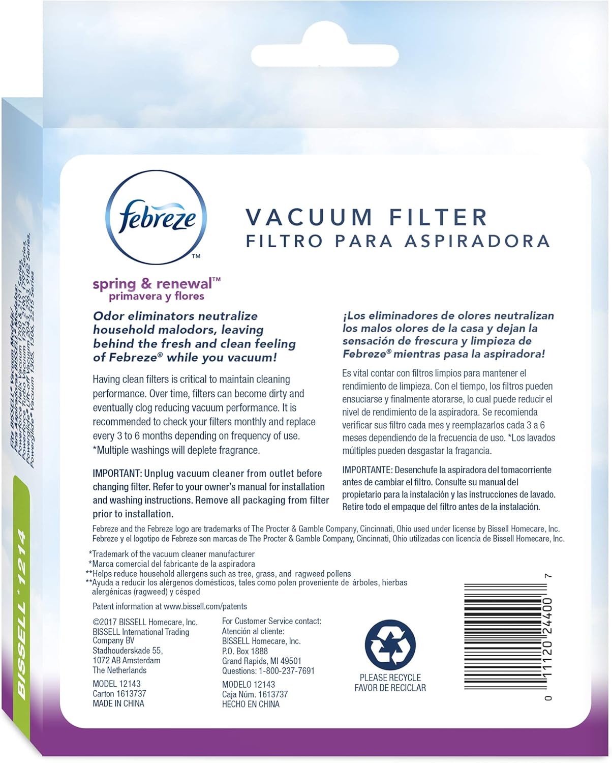 BISSELL Febreze Style 1214 Cleanview & PowerGlide Pet Replacement Filter - 12141 - Household Vacuum Filters Upright