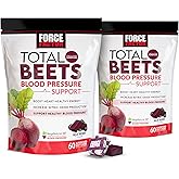 Force Factor Total Beets Blood Pressure Support Supplement with Beets Powder, Great-Tasting Chewables for Heart-Healthy Energy, and Increased Nitric Oxide, 120 Chews, 2-Pack