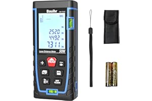 Laser Measure, Bauihr 165ft Laser Distance Meter, Portable Laser Measurement Tool with 2 Bubble Levels, Large Backlit LCD Dis