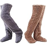 ZUSKYZU Thick Fuzzy Tall Socks for Women, Cozy Socks Over The Knee Sleeping Socks, Teddy Leg Plush Warmth Long Slipper Stocki