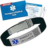 QR Medical Alert Bracelet for Men & Women – Medic Alert Band, Customizable, Durable & Adjustable Silicone Wristband, Includes Personal Health Record Access (PHR), Emergency Medical Card, Black