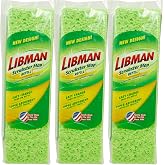 Libman Scrubster Mop Refill Heads, Extra-Absorbent Sponge, 3 Pack | Extra-absorbent, cellulose-coated sponge replacement heads for Libman Scrubster Mop