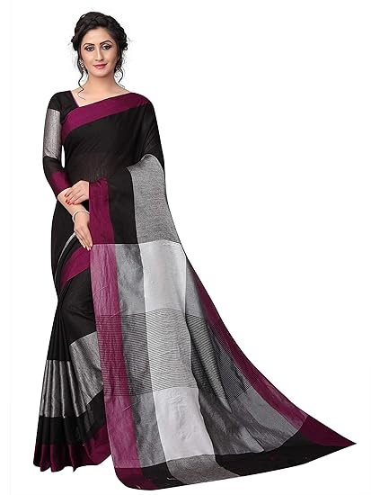 Women`s Linen saree with Blouse Piece(Line9nDvDV)