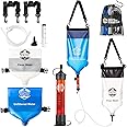 Gravity Water Filtration System – 2 High Capacity Lightweight Hanging Bags for Backpacking, Camping, Survival, Hiking, Hunting - Dirty, Clean Water Bags, Water Filter and Cleaning Plunger Included