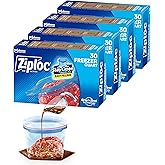 Ziploc Quart Food Storage Freezer Bags, Stay Open Design with Stand-Up Bottom, Easy to Fill, 120 Bags Total