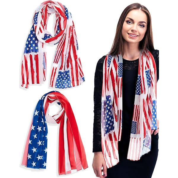 Clysee 4 Pcs Independence Day American Flag Scarf Patriotic Scarf
