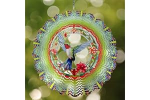 Eandisom Metal Wind Spinners - Hummingbird 12 inch 3D Stainless Steel Hanging Wind Spinner Metal, Gifts for Women Mom Grandma Wife, for Indoor/Outdoor Decor, Yard Art, Garden Decoration