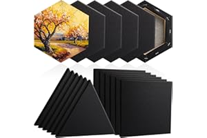 Zingarts Square Triangle Hexagon Black Mini Canvases with Easel Set, Pack of 18, 8 Inches Black Mini Canvas Boards, Black Small Canvas for Kids Art Supplies for Acrylic Pouring and Oil Painting