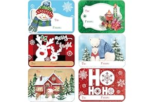 PARTY FUNNY 80-Count Large Foil Christmas Gift Tag Stickers, 8 Jumbo Designs - Xmas to and from Christmas Name Tags for Wrapping-Holiday Present self-Adhesive Gift Labels…