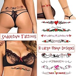 8 Large Sexy Naughty Temporary Tattoos for Women