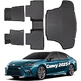 SHARGGE Floor Mats for 2025 Toyota Camry Hybrid Cargo Liners TPE All Weather Anti Slip Carpet Waterproof Cargo Trunk Mat Full Set Cover Matt Odorless Car Mats Camry Automotive Protector Accessories