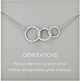 Famdecor Generations Necklace for Grandmother 3 Interlocking Circle Necklace Christmas Gifts for Grandma Mothers Day Gifts for Grandma