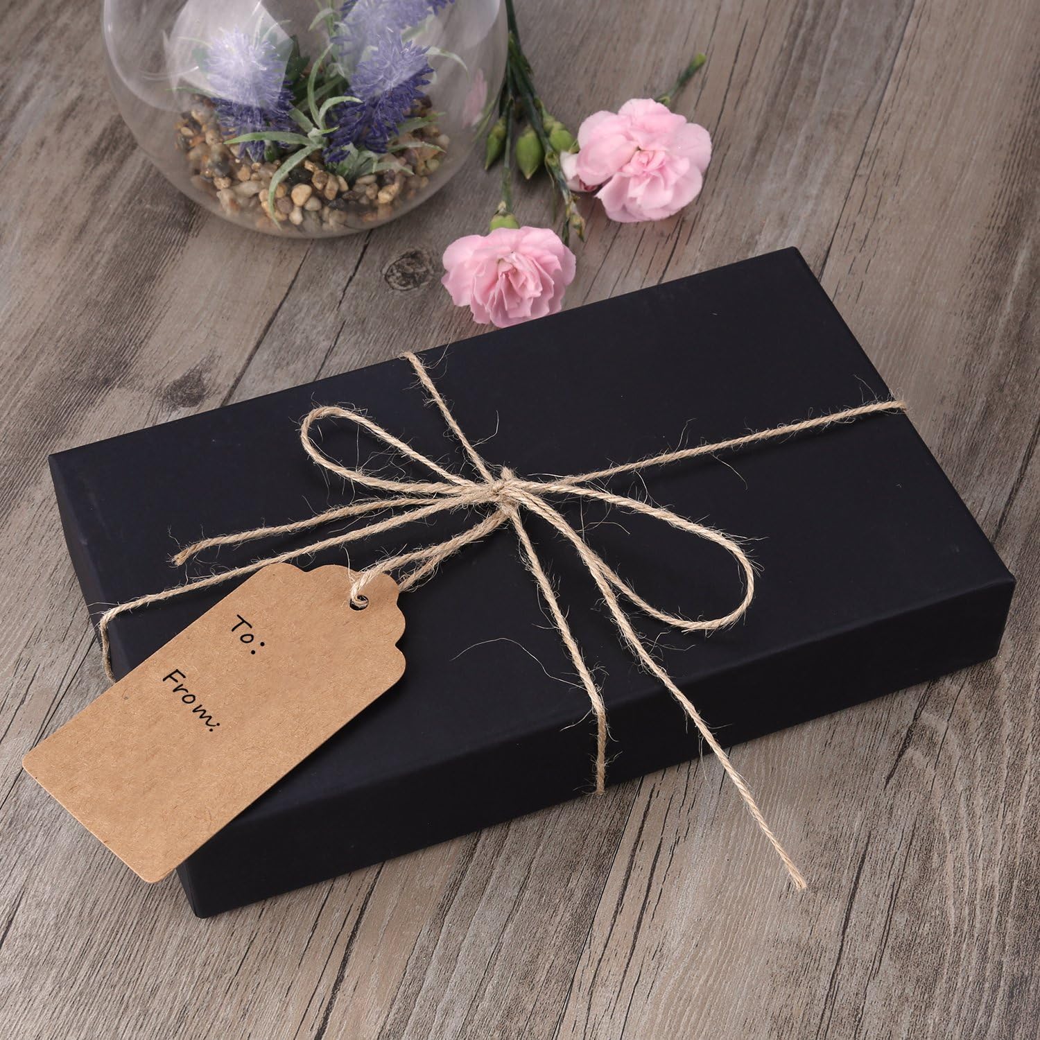 Gift Tags, 120 PCS Kraft Paper Tags for Wedding Brown Rectangle Craft Hang Tags with Free 100 Feet Natural Jute Twine …