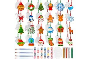 Capoda 24 Sets Christmas Ceramic Ornaments to Paint for Adult Ready to Paint Your Own Ceramic Figurines Snowman Gingerbread Man Xmas Tree Santa Plaster DIY Paintable Crafts Kit Christmas Holiday Gifts