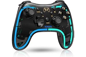 ELISWEEN Switch Controller for Nintendo Switch/OLED/Lite, Replacement for Nintendo Switch Pro Controller Support PC & Android/iOS with Cool RGB LED, Wireless Switch Controller with Turbo,Vibration