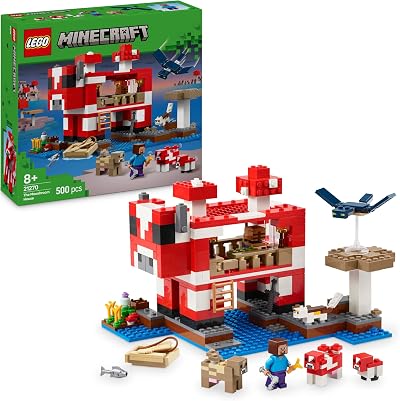 LEGO Minecraft The Mooshroom House 21270 Steve Figure Mobs Crafting Table Farm