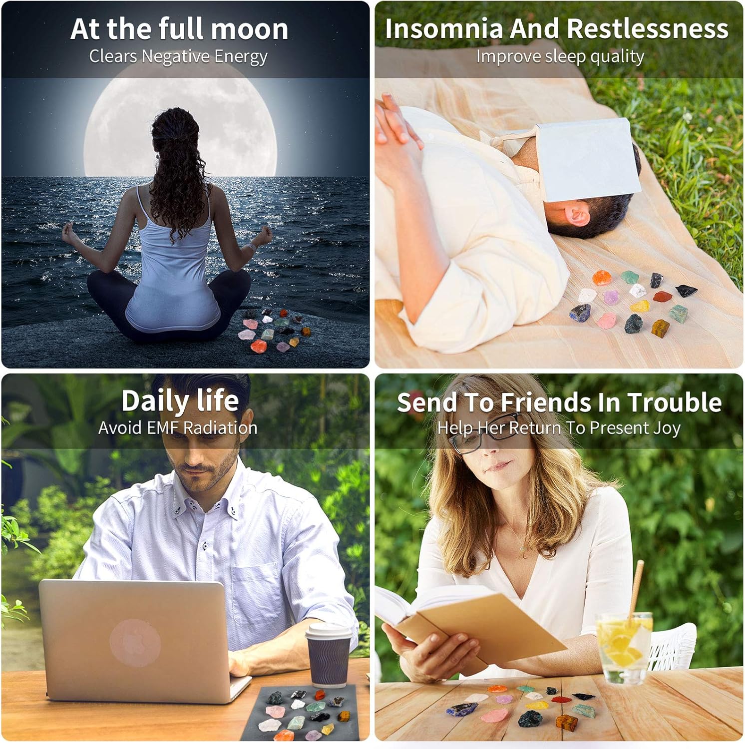 Soulnioi 18Pcs Crystals and Healing Stones Set (14 Therapy Chakra Stones, Natural Quartz Pendulum, Spiritual Crystal Necklace) + Gift Wooden Box, for Meditation, Yoga, Collection, Girlfriend, Lady: Health & Personal Care