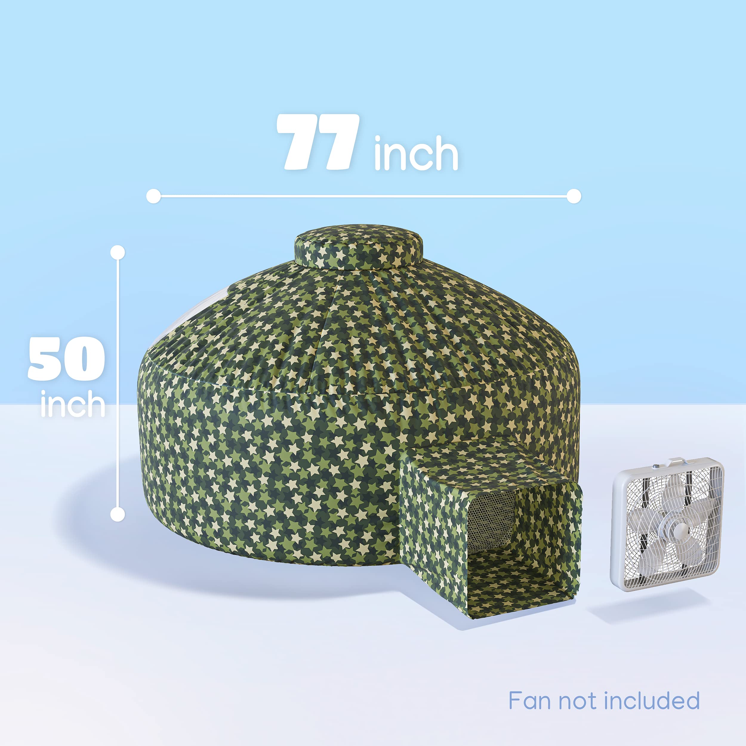 Skywin Inflatable Tent for Kids (Camo Dark Grey), Inflatable Air Tent for Kids Sets Up and Stores Away in Seconds, Improved Blow up Fort (Fan NOT Included) (Camo Stars)