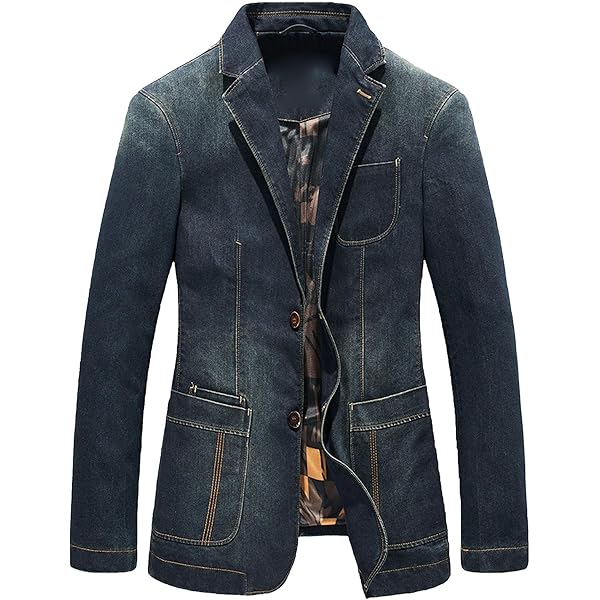 DGKaxiyaHM Men's Casual Slim Denim Blazer Business Notched