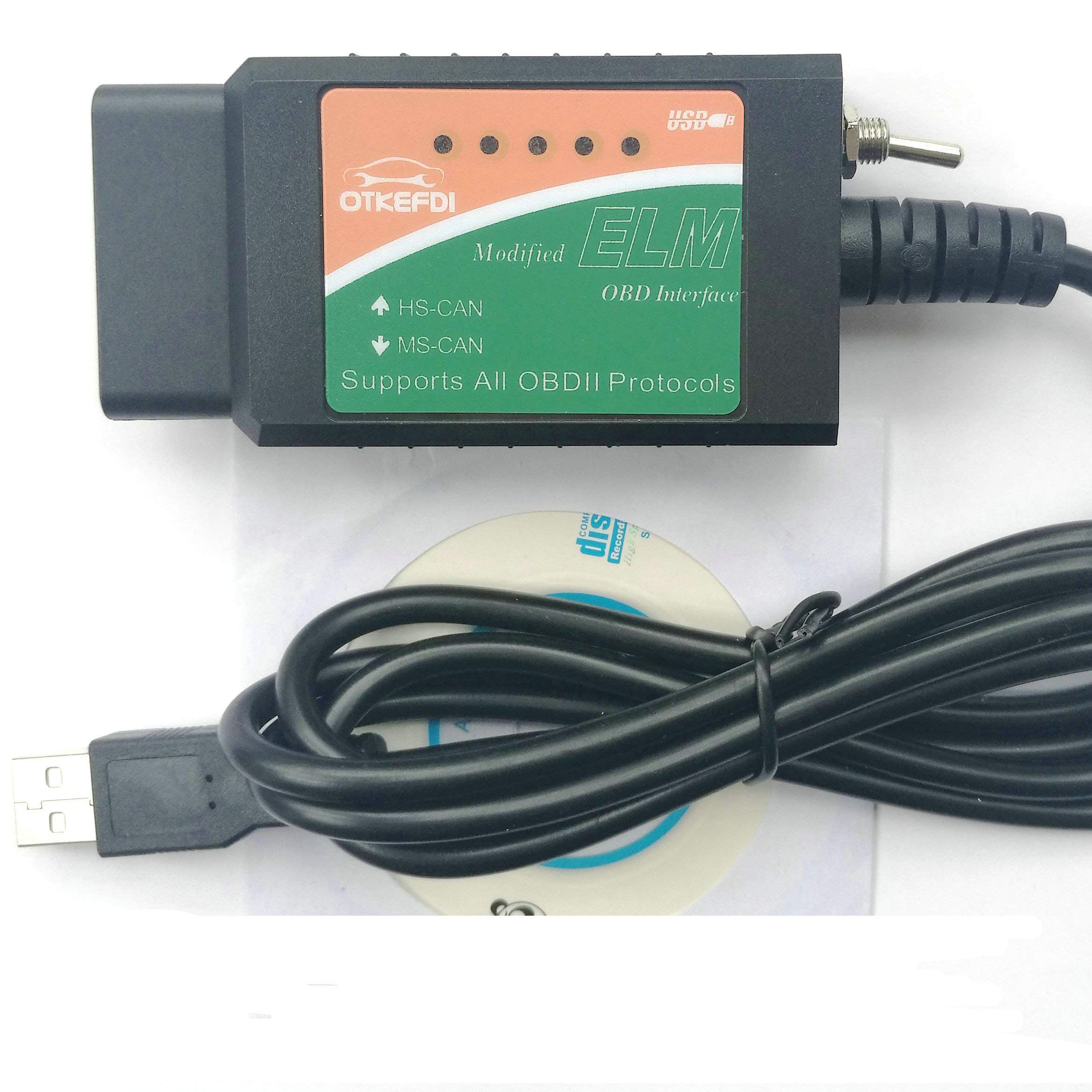 ELMscan USB OBDII Diagnostic Lead,ELMConfig Modified OBDII Switch Diagnostic Cable